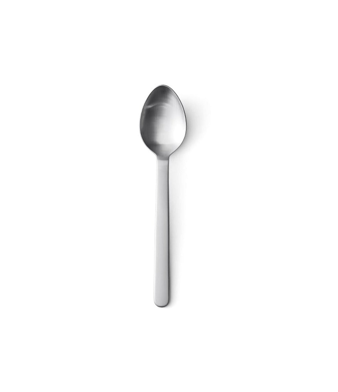 New Norm Flatware by Audo in brushed steel, table spoon, seen from above – In Dubai by WSPR