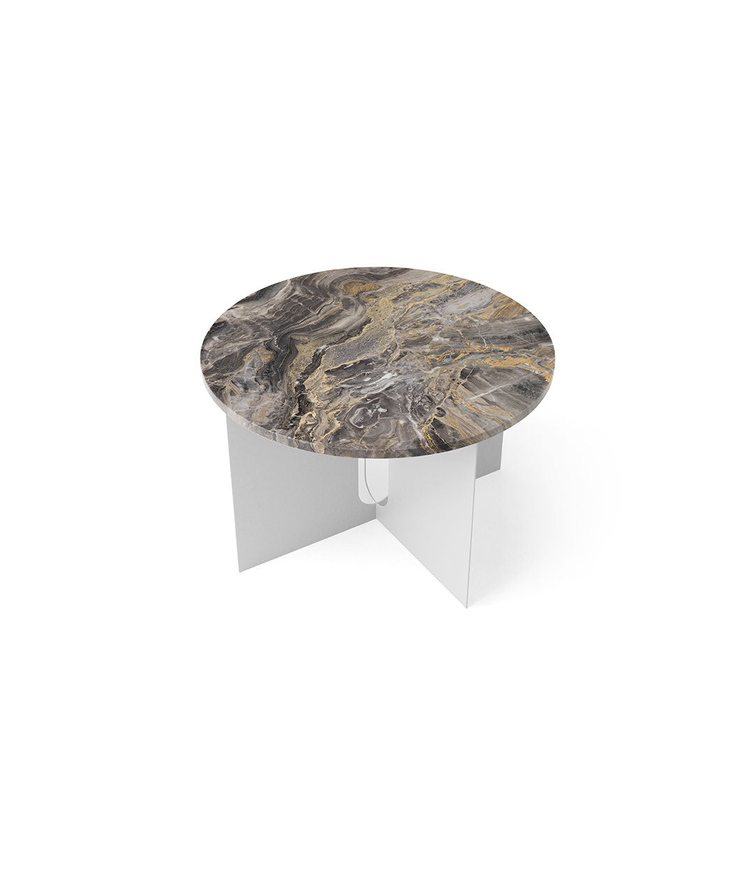 Androgyne Side Table by Audo in Top Ø40 CM, Brushed Steel – In Dubai by WSPR