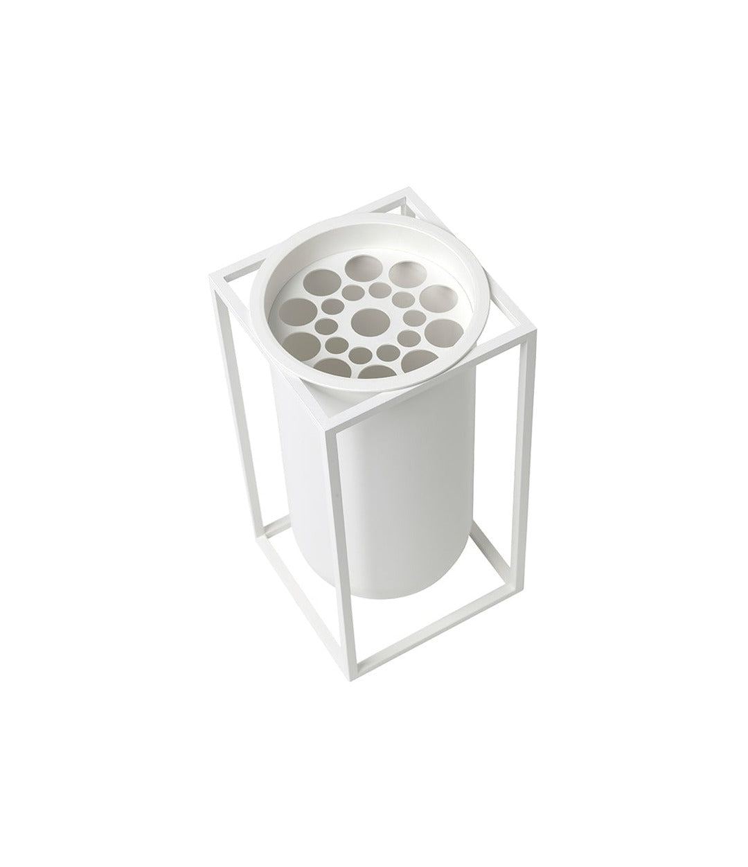 Kubus Vase Lolo by Audo in white, top angle view showing the central chamber – In Dubai by WSPR