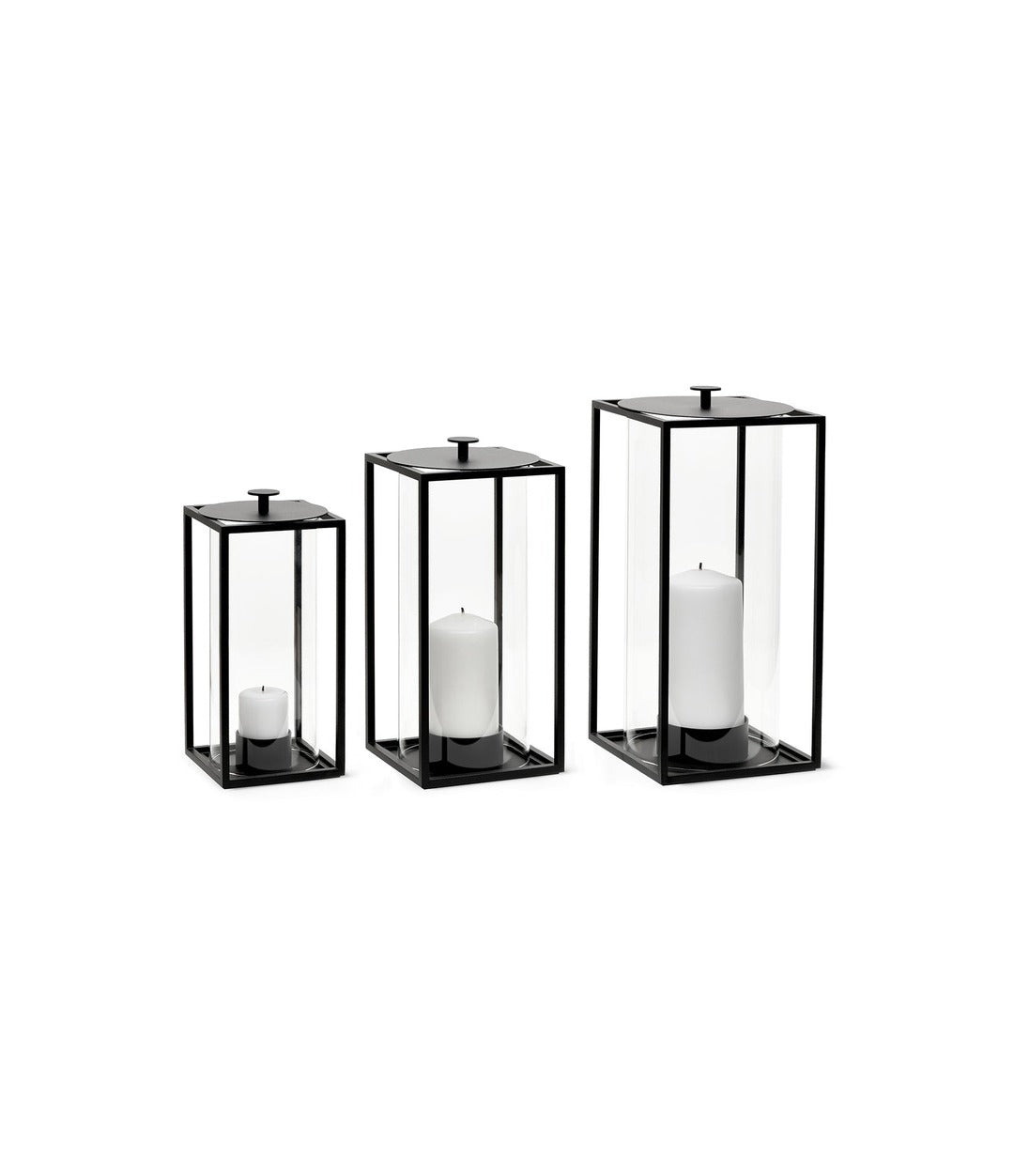 Light'In Lantern by Audo in black, shown with the other sizes in the family – In Dubai by WSPR
