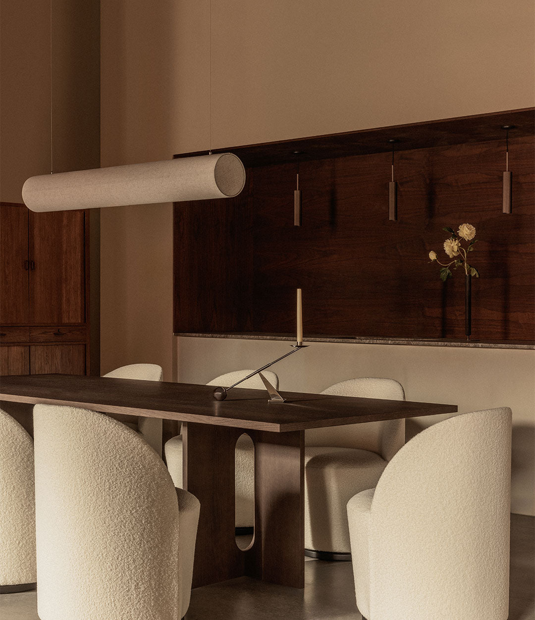 Hashira Linear Pendant by Audo styled in an interior – In Dubai by WSPR