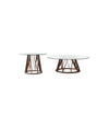 Acco coffee tables by Miniforms, glass top and wooden slatted base, both sizes – In Dubai by WSPR