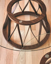 Acco Coffee Table by Miniforms, detail of the Canaletto Walnut base under a glass top – In Dubai by WSPR