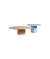 Albio coffee table set by Miniforms in Oak and lacquered light blue – In Dubai by WSPR