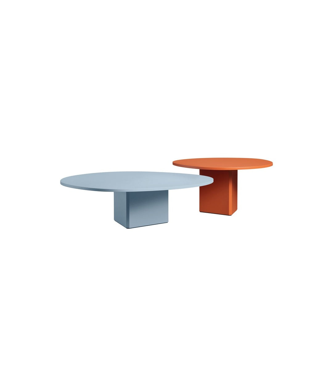 Albio coffee table set by Miniforms in Lacquered finish, light blue and brick red – In Dubai by WSPR