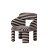 Amiona Armchair by Miniforms With Armrests, striped fabric three-quarter view – In Dubai by WSPR