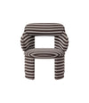 Amiona Armchair by Miniforms With Armrests, striped fabric front view – In Dubai by WSPR