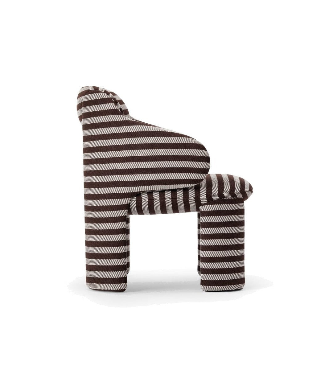 Amiona Armchair by Miniforms in brown and cream striped fabric, side view – In Dubai by WSPR