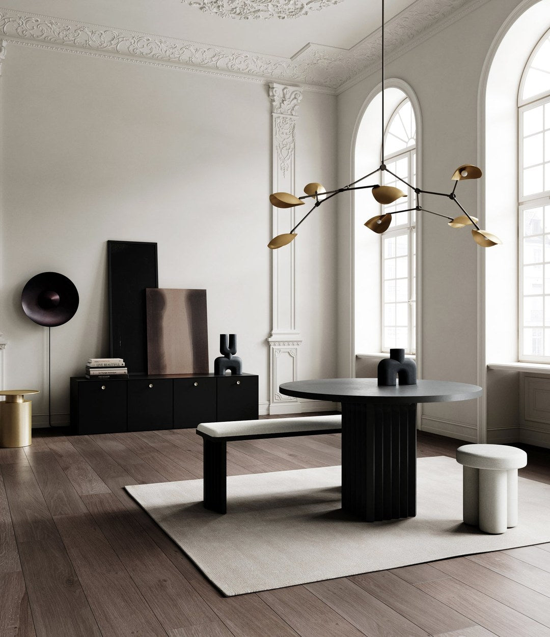 Arc Bench by 101 Copenhagen in Coffee in a styled interior, view 3 – In Dubai by WSPR