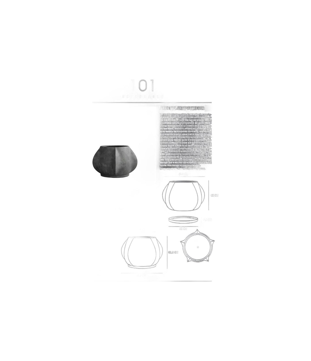 Arket Plant Pot, Medio by 101 Copenhagen in Dark Grey, view 2 – In Dubai by WSPR