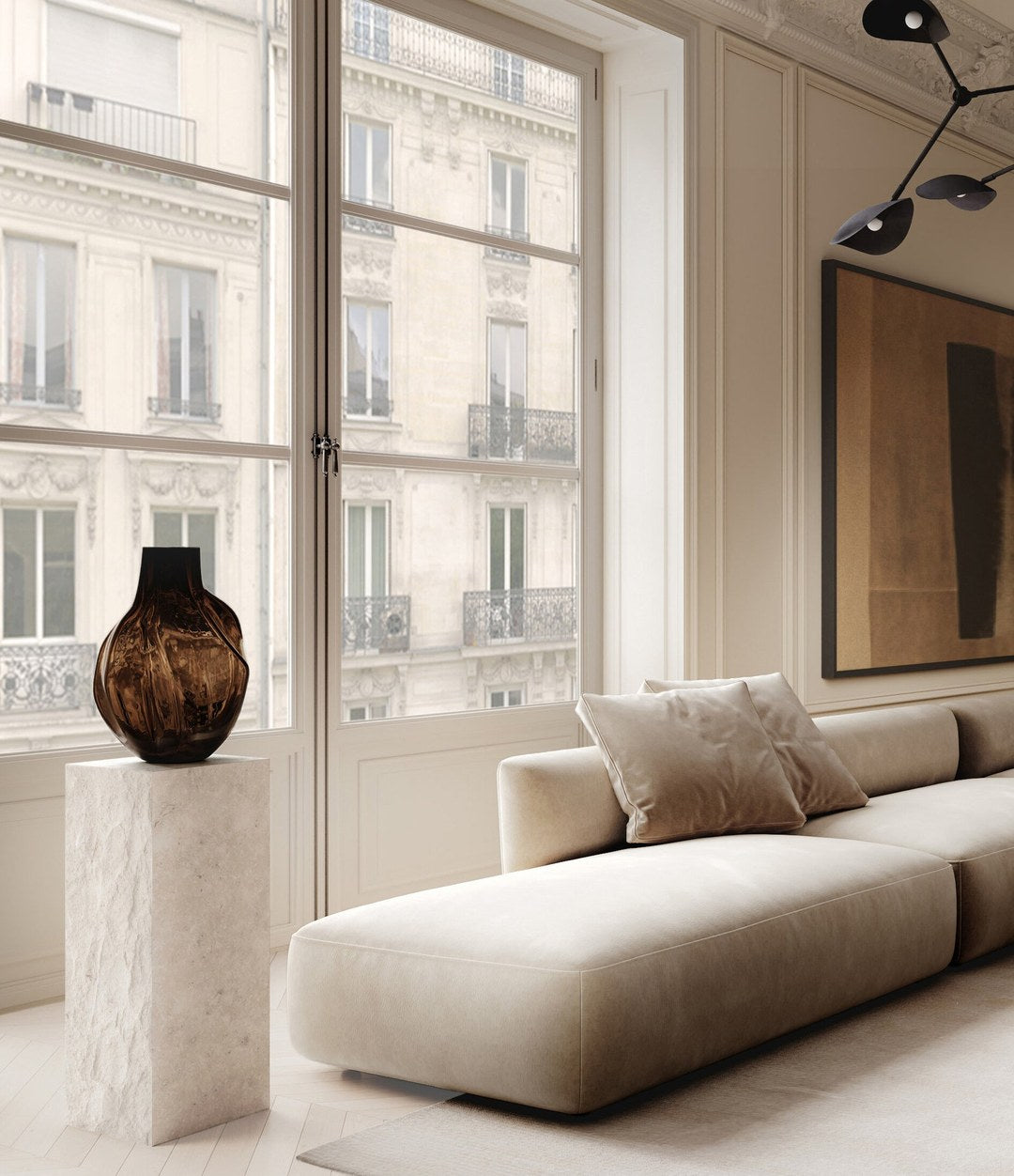 Bakku Vase, Big by 101 Copenhagen in Smoked Forest in a styled interior – In Dubai by WSPR