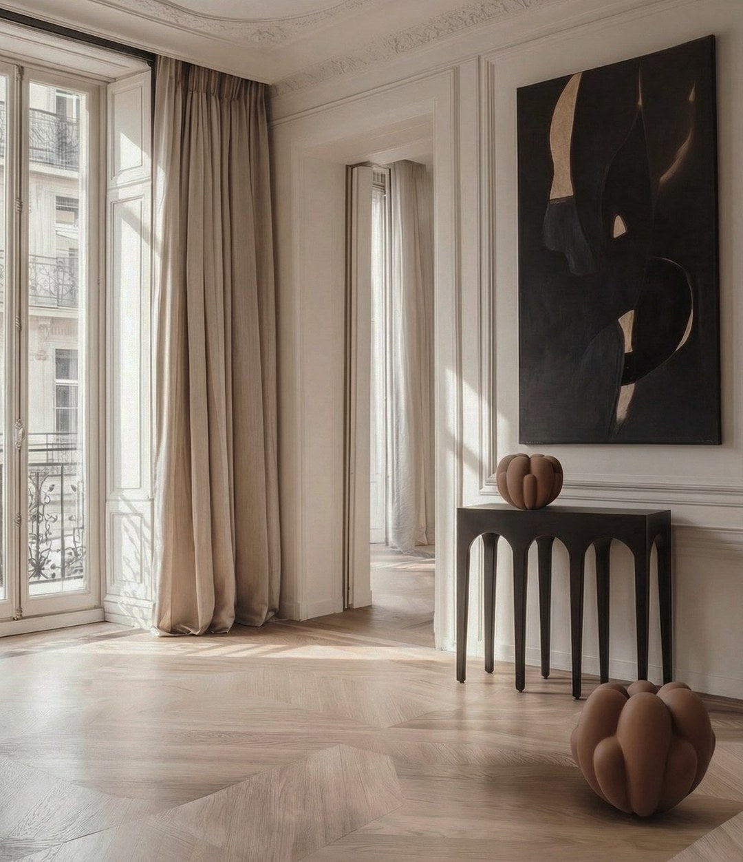 Bloom Vase, Big by 101 Copenhagen in Almond in a styled interior, view 2 – In Dubai by WSPR