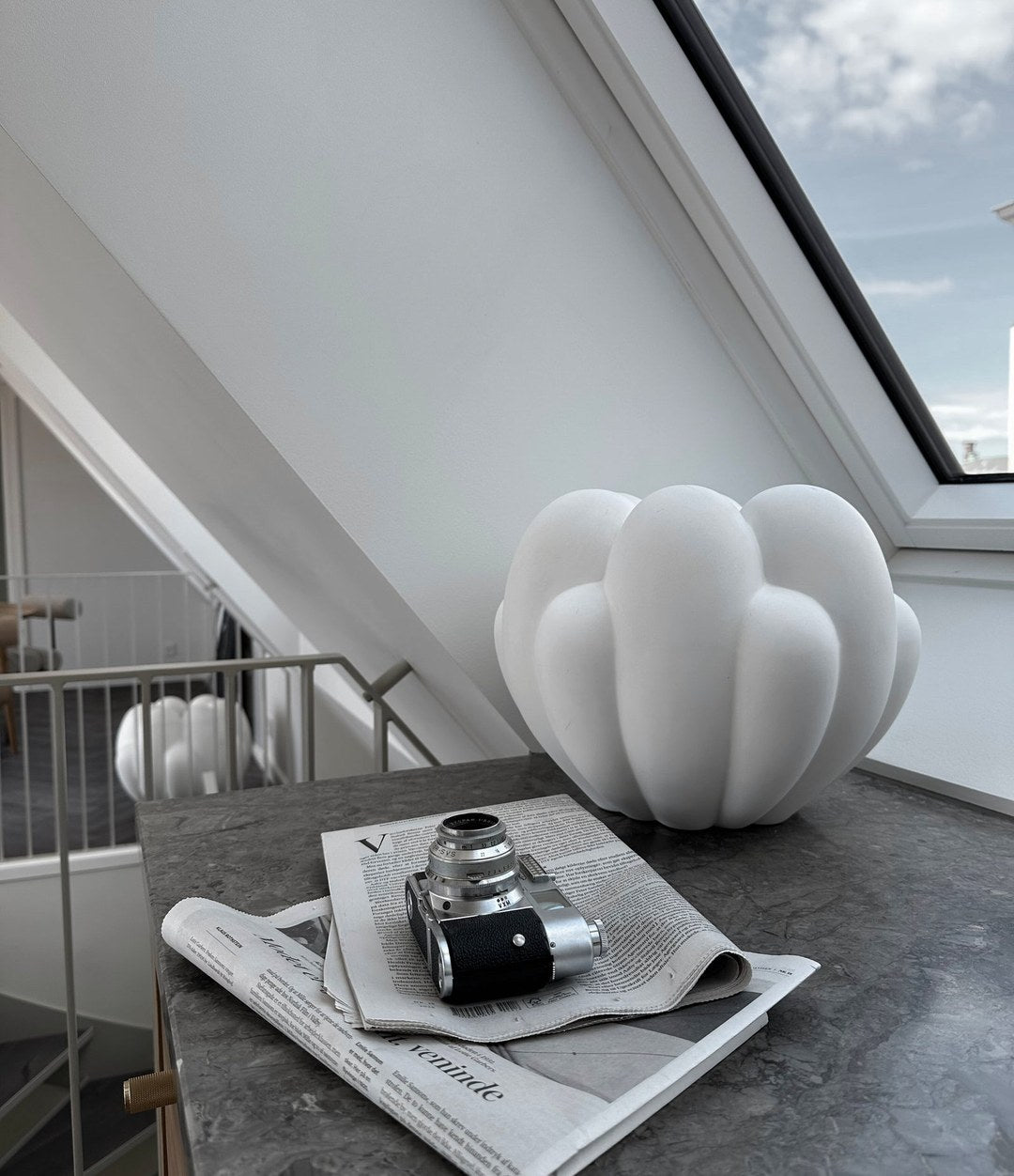 Bloom Vase, Mini by 101 Copenhagen in Bone White in a styled interior – In Dubai by WSPR