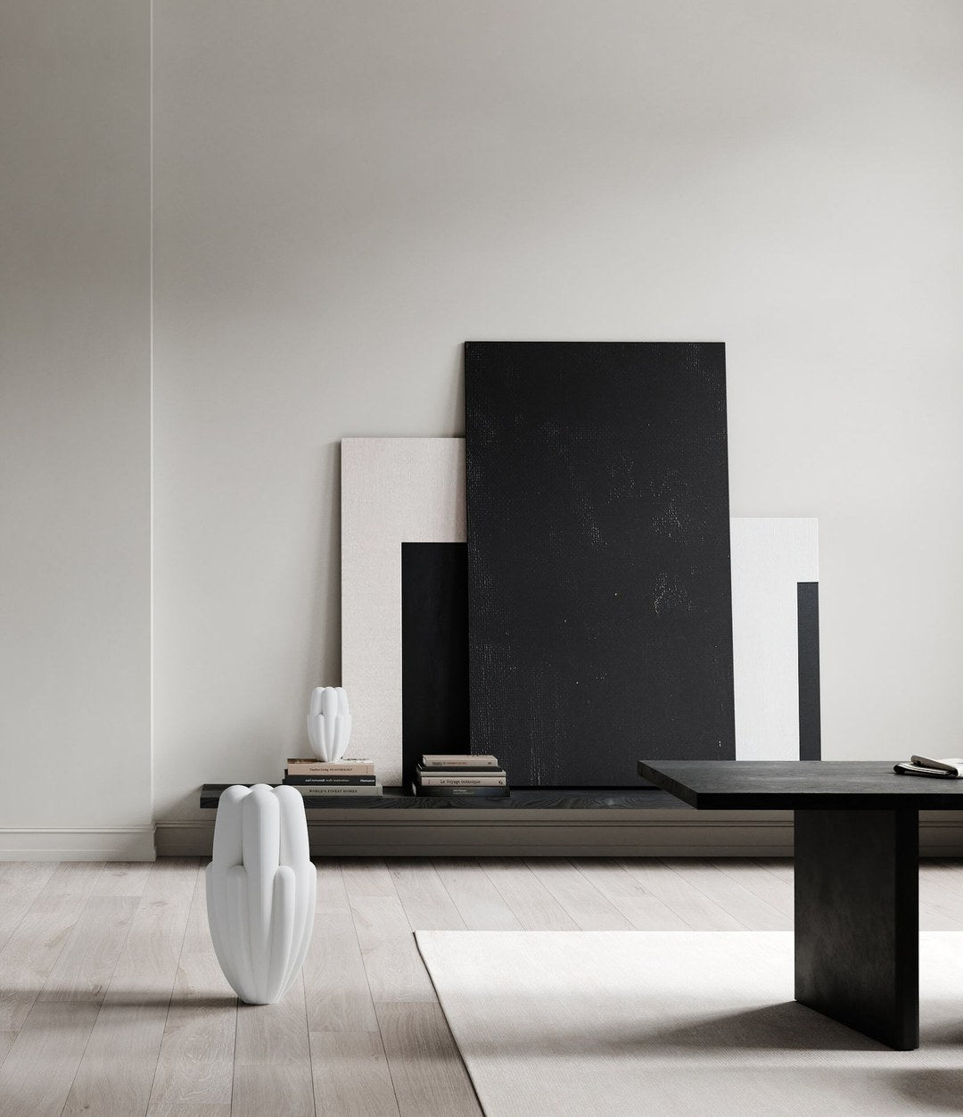 Bloom Vase Slim, Big by 101 Copenhagen in Bone White in a styled interior – In Dubai by WSPR