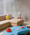 Bold Coffee Table by Sancal in blue lacquer in a living room – In Dubai by WSPR