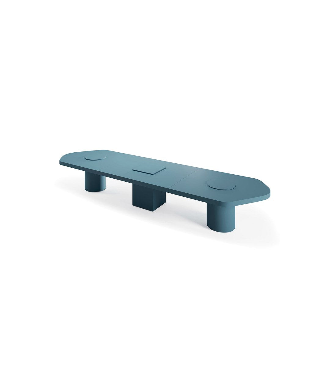Bold Conference Table by Sancal in blue lacquer, side view – In Dubai by WSPR