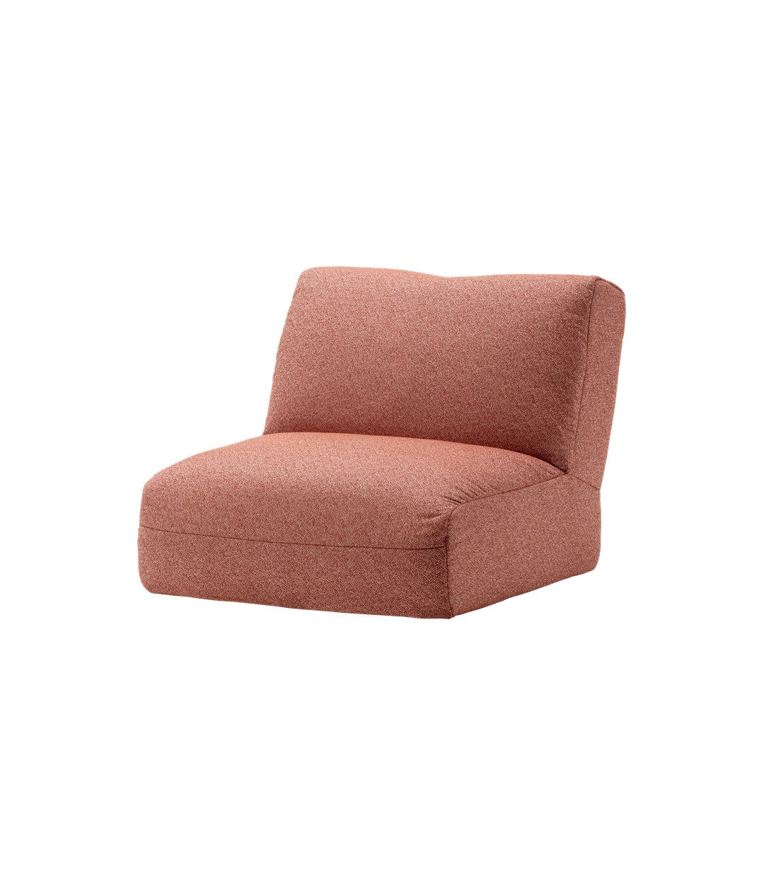 Bolide Sofa by Miniforms in Central Unit, coral fabric, angled view – In Dubai by WSPR