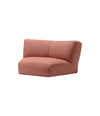 Bolide Sofa by Miniforms in Corner Module, coral fabric, angled view – In Dubai by WSPR