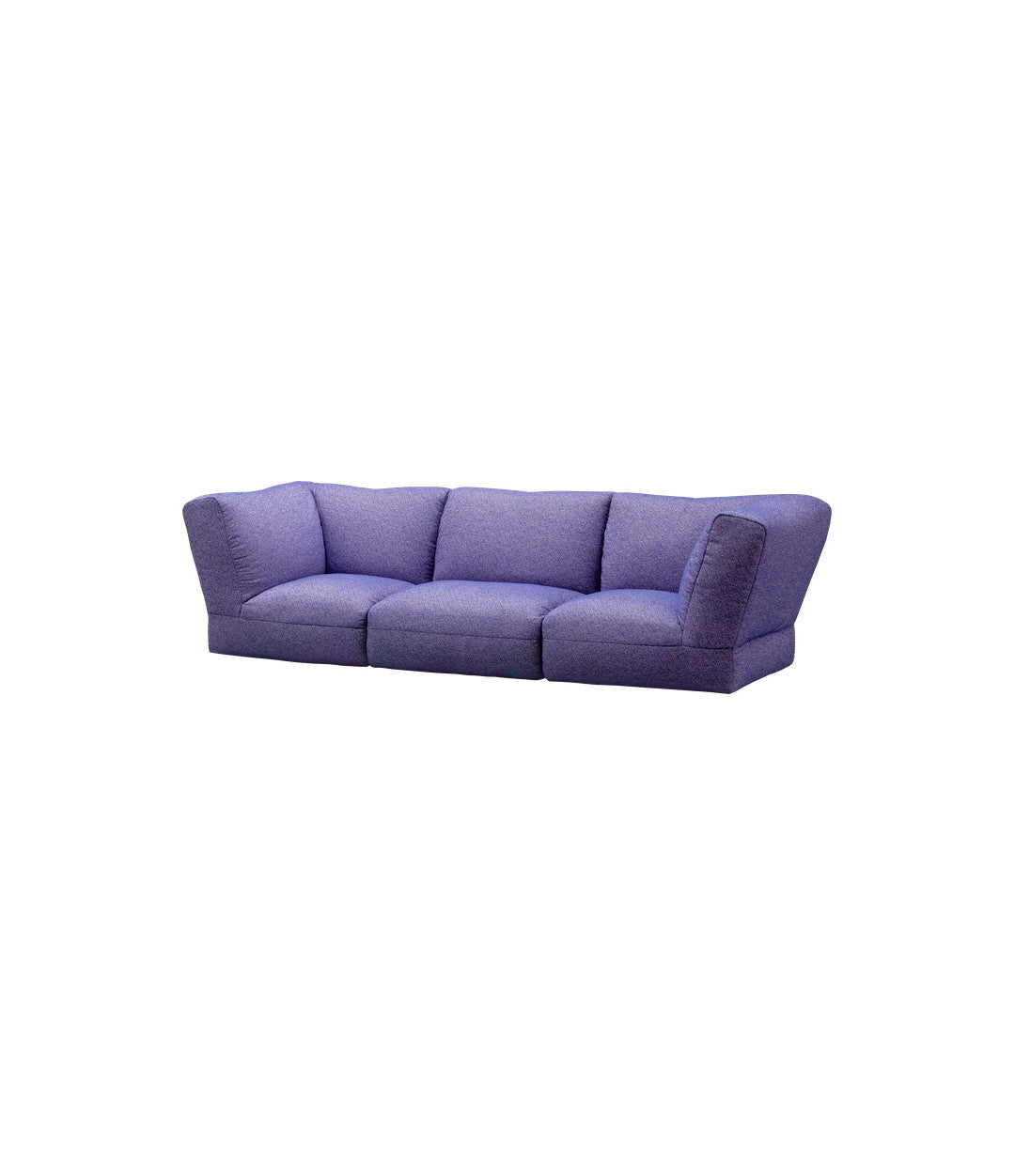 Bolide Sofa by Miniforms in Set 1, three-seat composition in lilac fabric, angled view – In Dubai by WSPR