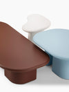 Bonbon Coffee Table by Miniforms in brown, light blue and cream lacquer, close-up of the rounded tops – In Dubai by WSPR