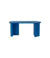 Bonbon Desk by Miniforms in blue lacquer, with a curved return, straight-on view – In Dubai by WSPR