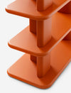 Bonbon Library by Miniforms in an orange lacquered finish, detail of the rounded shelves – In Dubai by WSPR