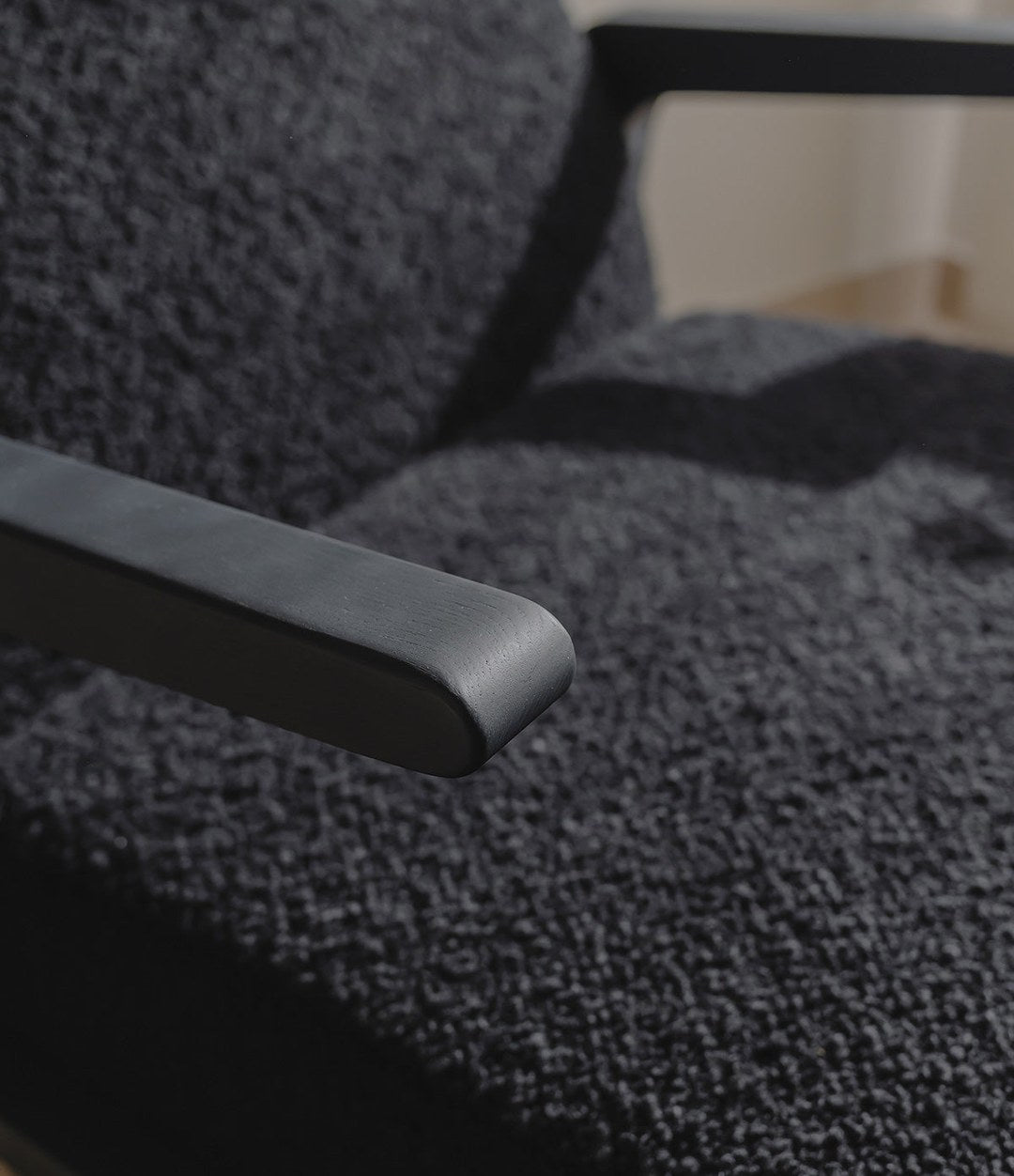 Boomerang Chill Wing Armchair by Sancal detail of the black stained ash arm – In Dubai by WSPR