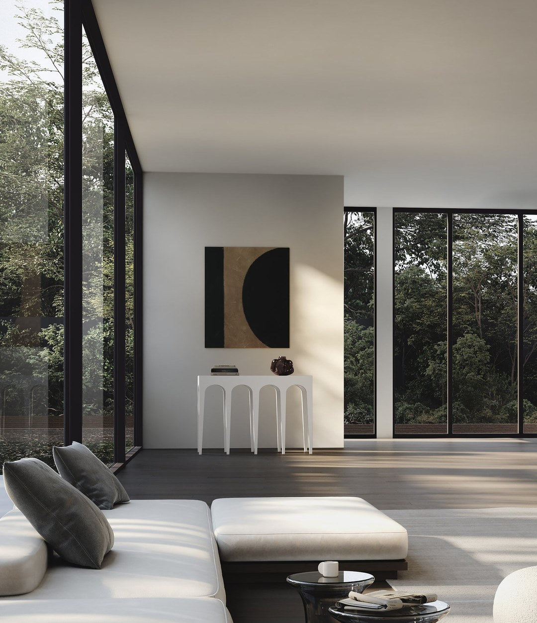Bow Console, Big by 101 Copenhagen in Birch in a styled interior – In Dubai by WSPR