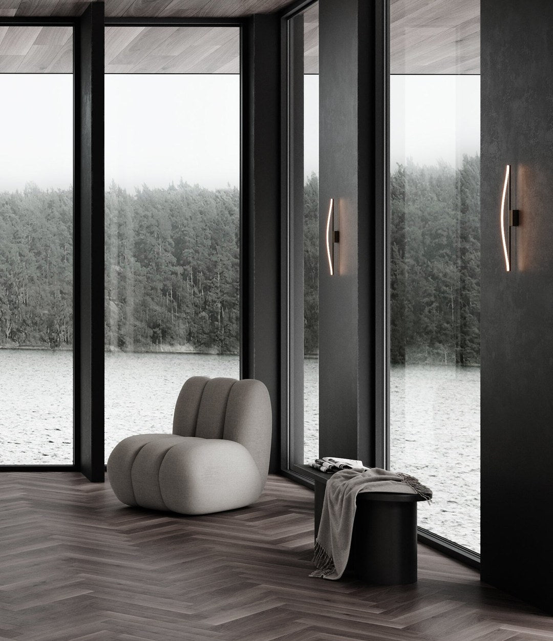 Bow Wall Lamp, Mini by 101 Copenhagen in Bronze in a styled interior, view 3 – In Dubai by WSPR