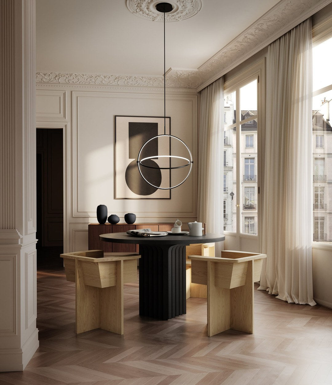 Brutus Dining Chair by 101 Copenhagen in Natural Oak in a styled interior – In Dubai by WSPR