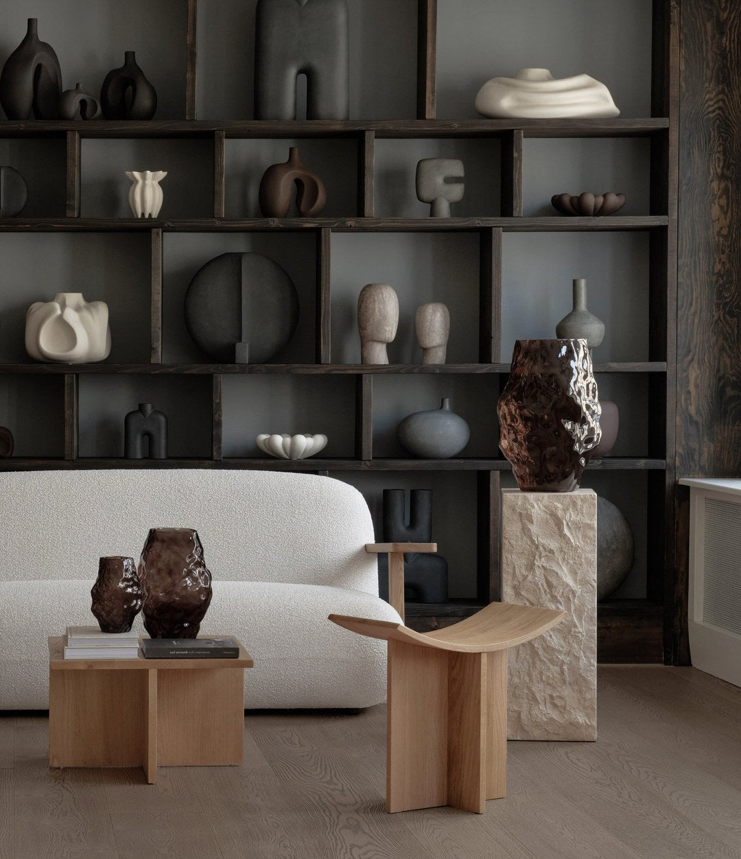 Brutus Stool by 101 Copenhagen in Natural Oak in a styled interior – In Dubai by WSPR