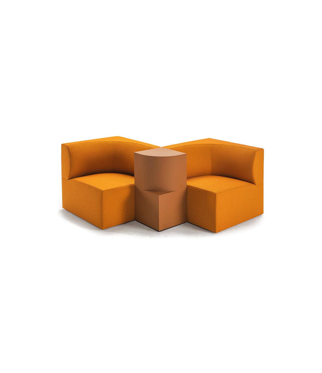 Canto Modular Sofa by Sancal in orange, a corner configuration with the side table – In Dubai by WSPR