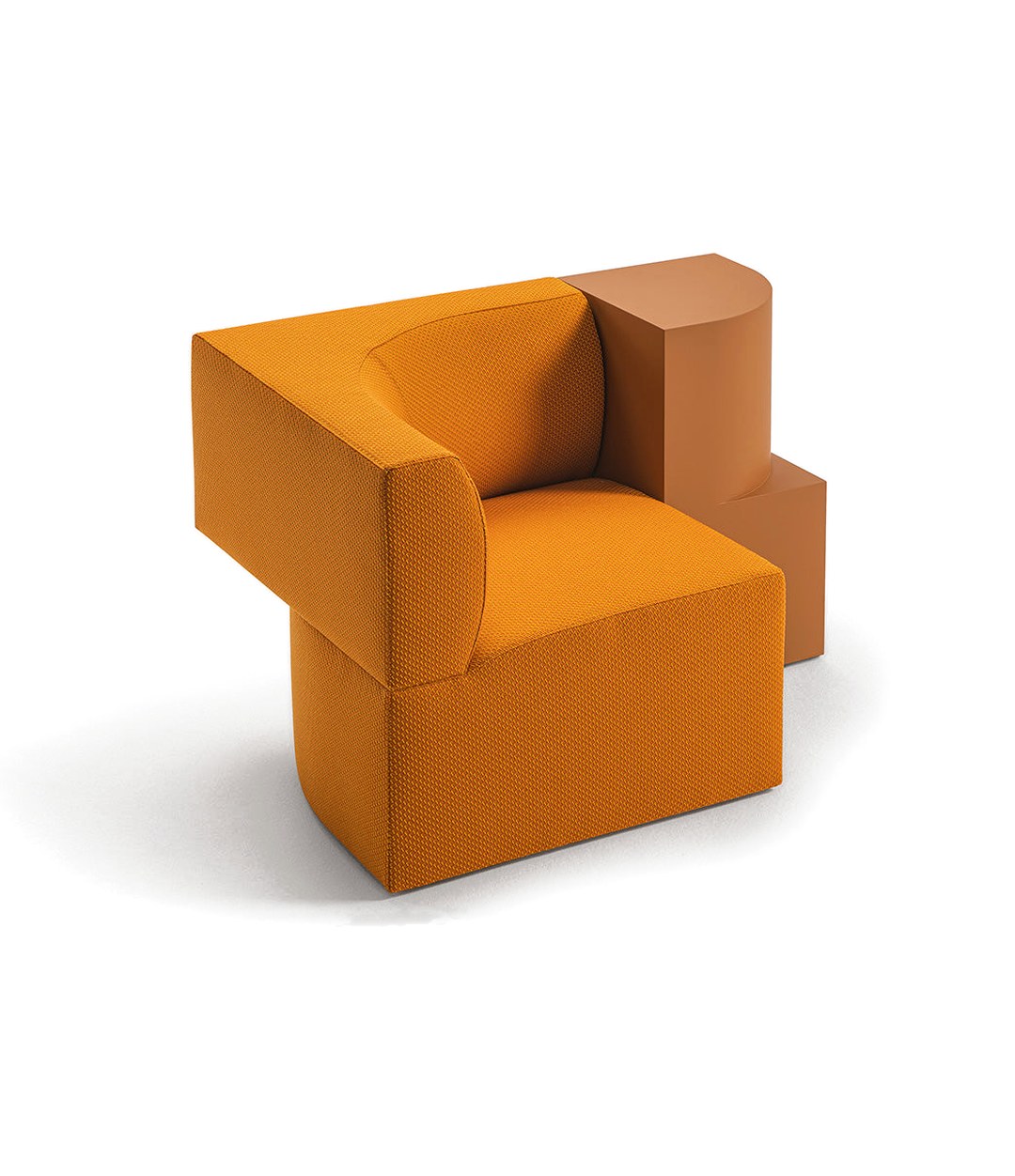 Canto Modular Sofa by Sancal in orange, a single module with the side table – In Dubai by WSPR