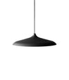 Circular Pendant by Audo in black, seen from a slight angle, unlit – In Dubai by WSPR