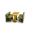 Cita Bench by Sancal in green with yellow bistro tables – In Dubai by WSPR