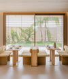 Cita Bench by Sancal in yellow in a restaurant – In Dubai by WSPR
