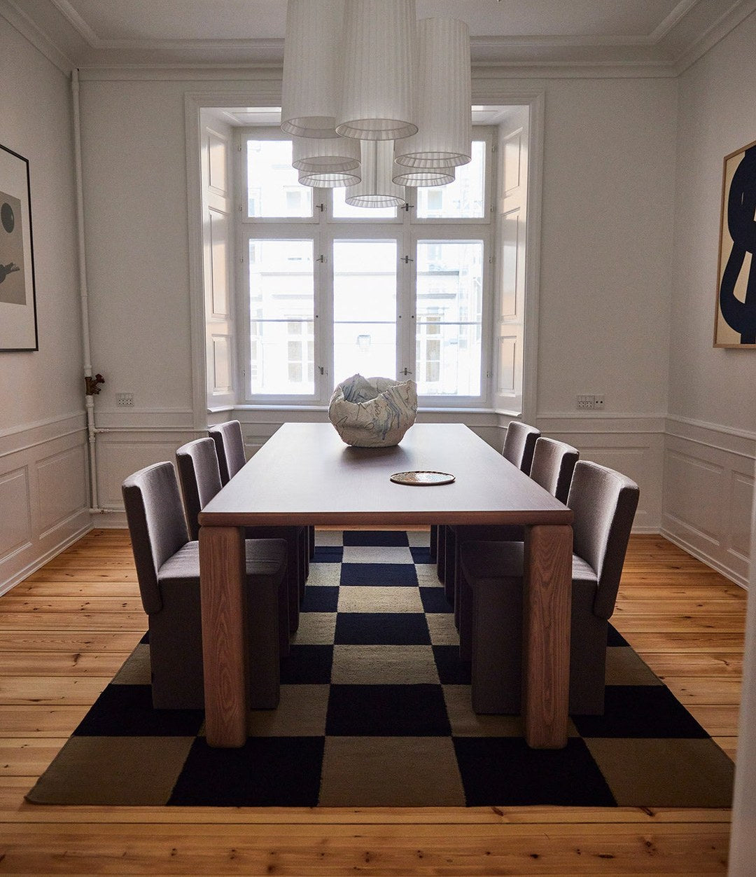 Cita Dining Table by Sancal in a dining room with a checked rug – In Dubai by WSPR