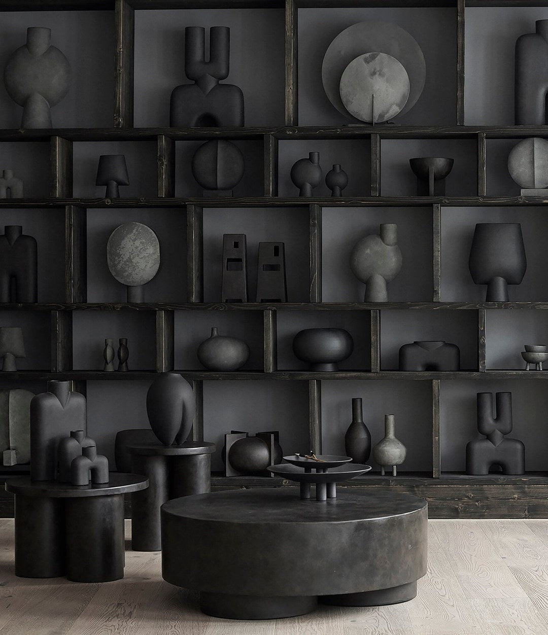 Cobra Vase Double, Hexa by 101 Copenhagen in Black in a styled interior, view 2 – In Dubai by WSPR