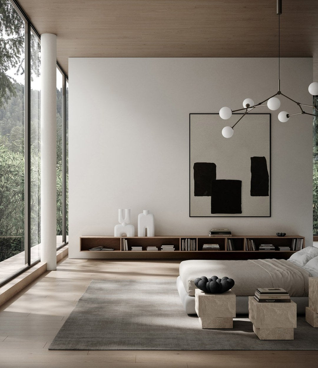 Cobra Vase Double, Medio by 101 Copenhagen in Bone White in a styled interior, view 3 – In Dubai by WSPR