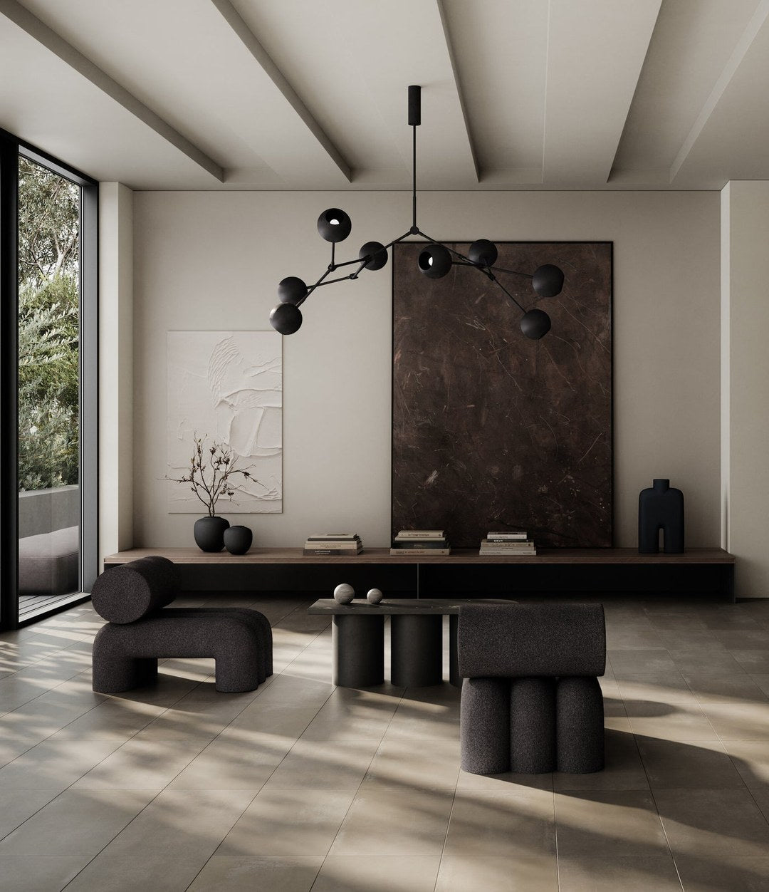 Cobra Vase Tall, Hexa by 101 Copenhagen in Black in a styled interior – In Dubai by WSPR