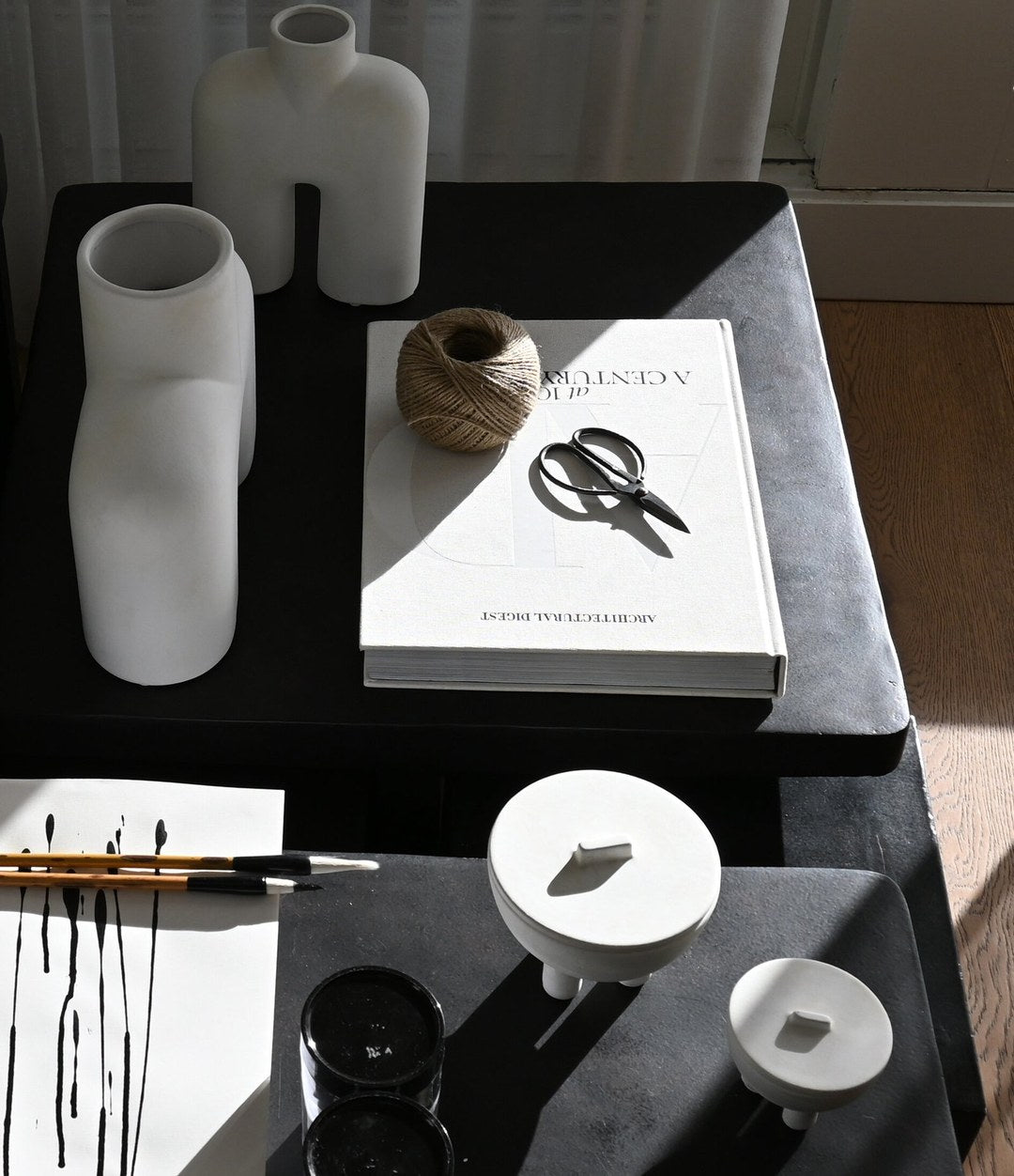 Cobra Vase Tall, Mini by 101 Copenhagen in Bone White in a styled interior, view 2 – In Dubai by WSPR