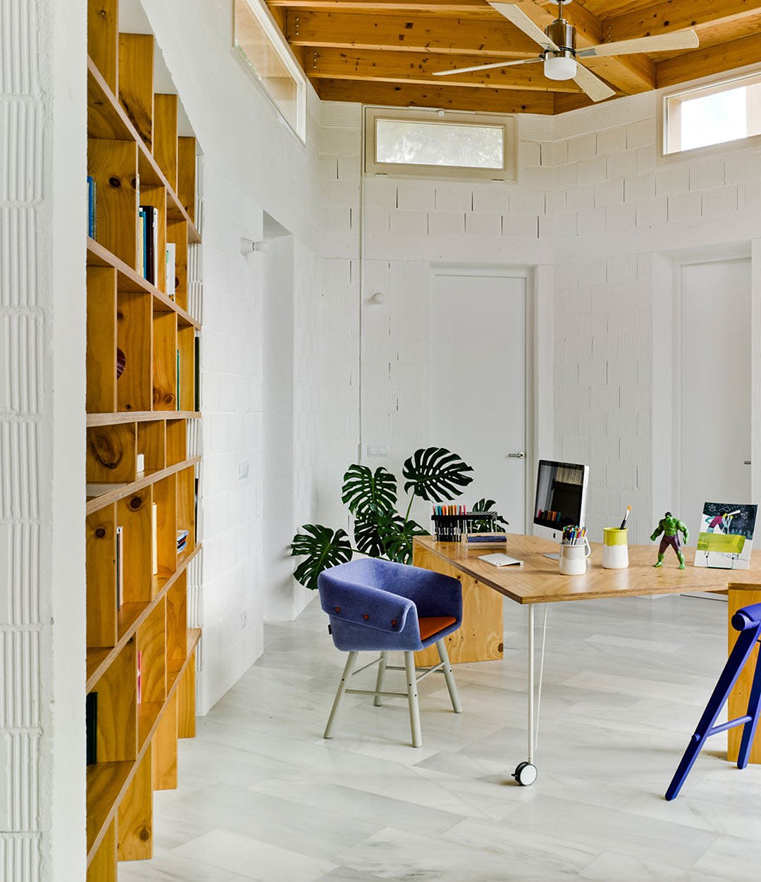 Collar Chair by Sancal in blue at a home office desk – In Dubai by WSPR