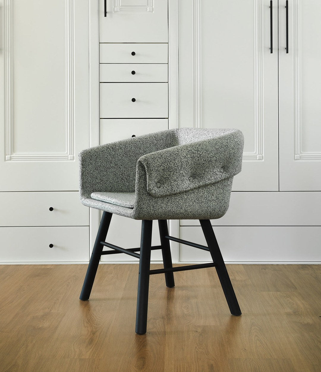 Collar Chair by Sancal in grey bouclé on black legs – In Dubai by WSPR