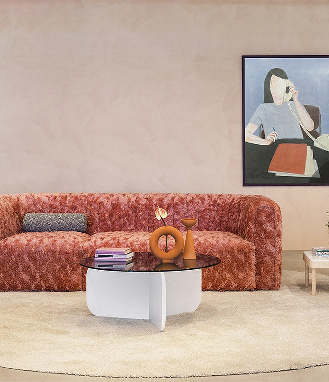 Core Sofa by Sancal in patterned pink – In Dubai by WSPR