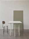 Snaregade Counter Table, Rectangular by Audo styled in a calm grey studio with a counter chair – In Dubai by WSPR