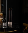 Cube Candle Holder by 101 Copenhagen in Silver Travertine in a styled interior – In Dubai by WSPR