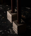 Cube Candle Holder by 101 Copenhagen in Silver Travertine in a styled interior, view 2 – In Dubai by WSPR