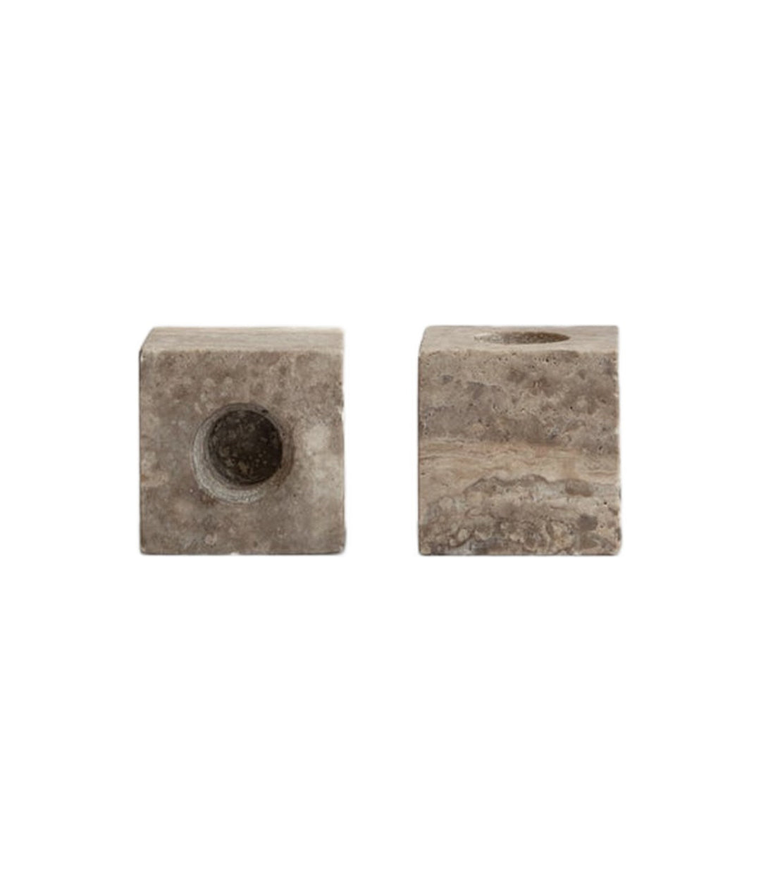 Cube Candle Holder by 101 Copenhagen in Silver Travertine, view 2 – In Dubai by WSPR