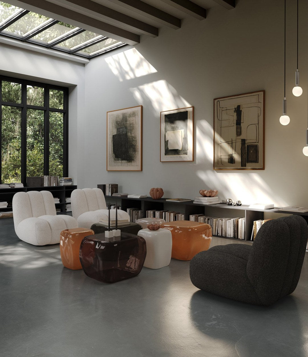 Cube Candle Holders by 101 Copenhagen in High Glaze Birch in a styled interior – In Dubai by WSPR