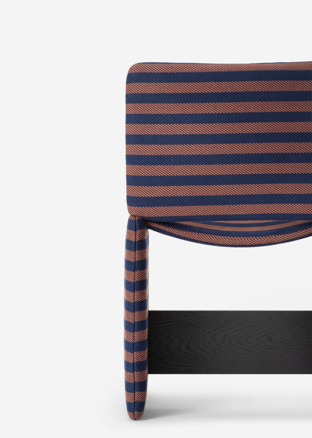 Cubola Chair by Miniforms in striped fabric with a black ash crossbar, front view – In Dubai by WSPR